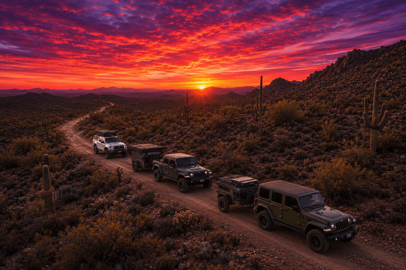 Ponderosa pine forest at dusk in the Arizona mountains